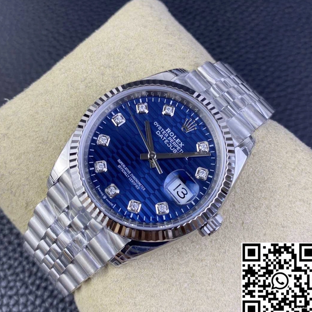 Rolex Hourmarker 36MM Dial Factory Motif Datejust Blue Diamond M126234 Steel Clean Stainless 1213